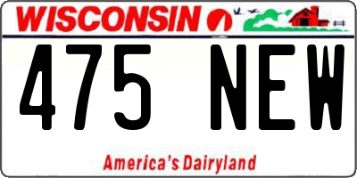 WI license plate 475NEW
