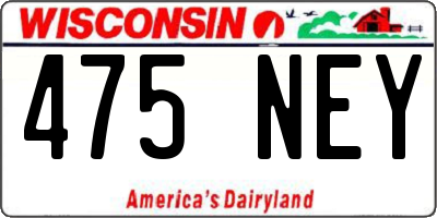 WI license plate 475NEY