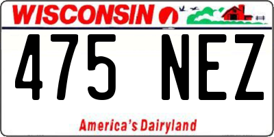 WI license plate 475NEZ
