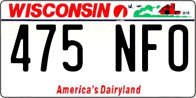 WI license plate 475NFO