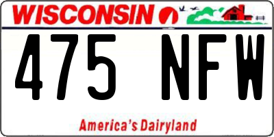 WI license plate 475NFW