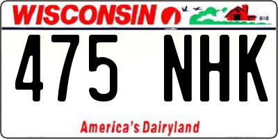 WI license plate 475NHK