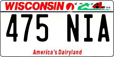 WI license plate 475NIA