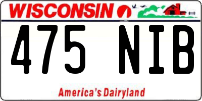 WI license plate 475NIB