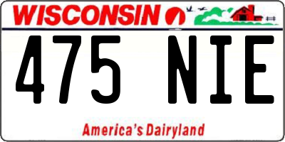 WI license plate 475NIE