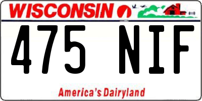 WI license plate 475NIF