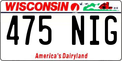 WI license plate 475NIG