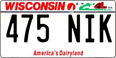 WI license plate 475NIK