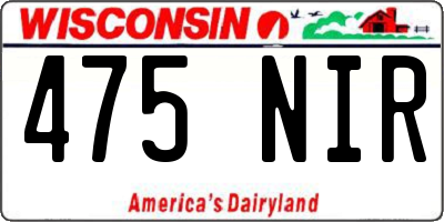 WI license plate 475NIR