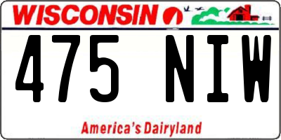 WI license plate 475NIW