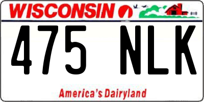 WI license plate 475NLK