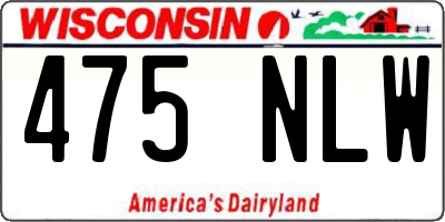 WI license plate 475NLW