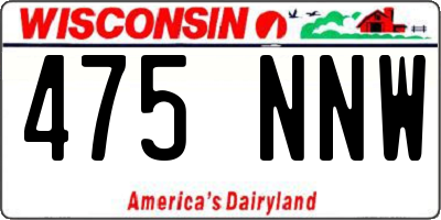 WI license plate 475NNW