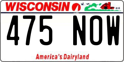WI license plate 475NOW