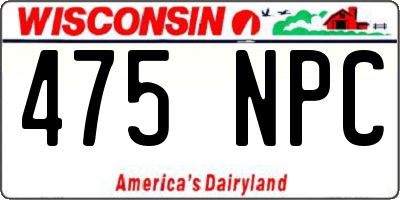 WI license plate 475NPC