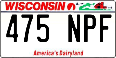 WI license plate 475NPF