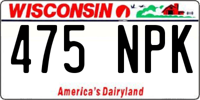 WI license plate 475NPK