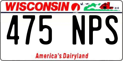 WI license plate 475NPS