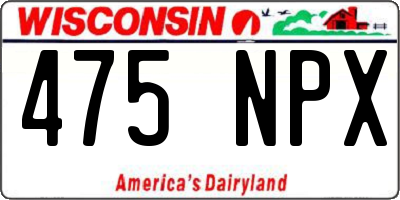 WI license plate 475NPX