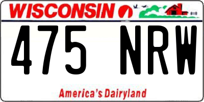 WI license plate 475NRW