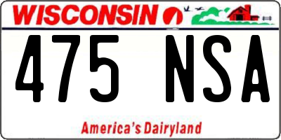 WI license plate 475NSA