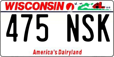 WI license plate 475NSK