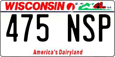 WI license plate 475NSP