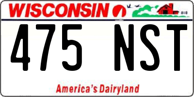 WI license plate 475NST