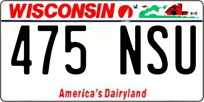 WI license plate 475NSU