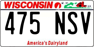 WI license plate 475NSV