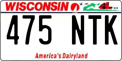 WI license plate 475NTK