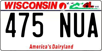WI license plate 475NUA