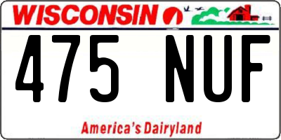 WI license plate 475NUF