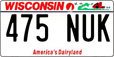 WI license plate 475NUK