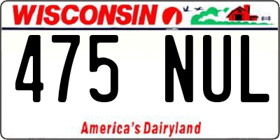 WI license plate 475NUL