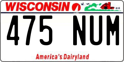 WI license plate 475NUM