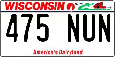 WI license plate 475NUN