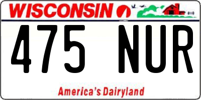 WI license plate 475NUR