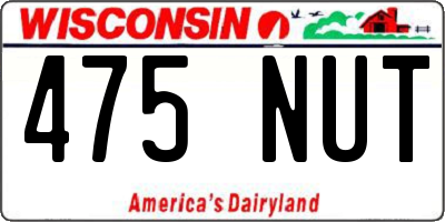 WI license plate 475NUT