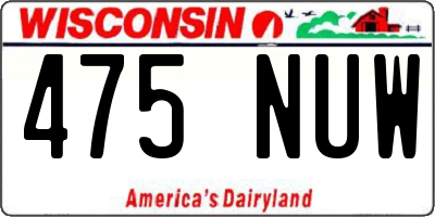 WI license plate 475NUW