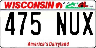 WI license plate 475NUX