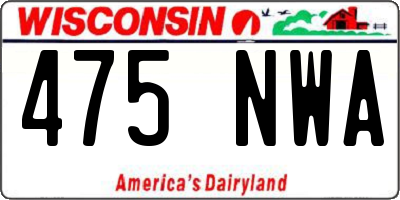 WI license plate 475NWA