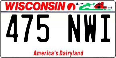 WI license plate 475NWI