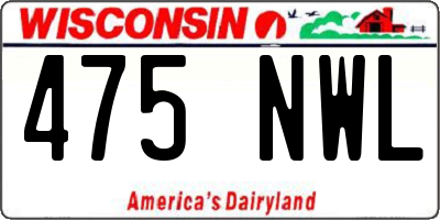 WI license plate 475NWL