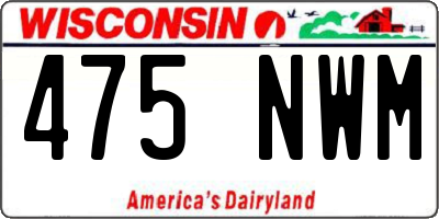WI license plate 475NWM