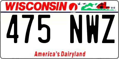 WI license plate 475NWZ