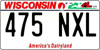 WI license plate 475NXL
