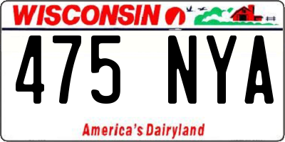 WI license plate 475NYA