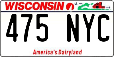 WI license plate 475NYC