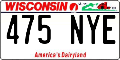 WI license plate 475NYE